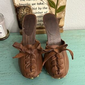 Miu Miu Lace Up Studded Clog Heels SZ 36 EUR